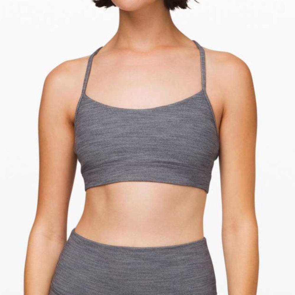 Lululemon Flow Y nulu sports bra Mini Heathered Herringbone Black white gray - Picture 7 of 8